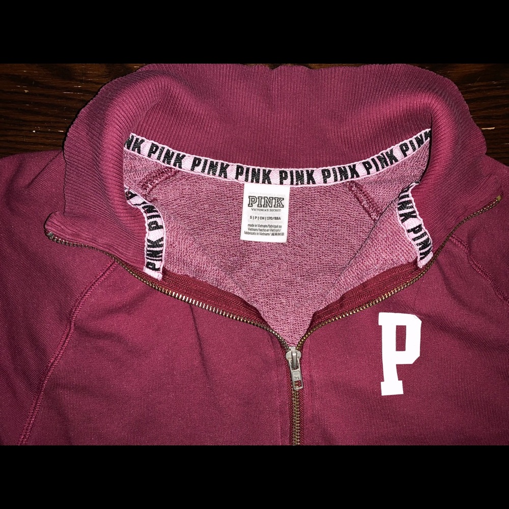 Size small PINK brand 3/4 zip maroon sweater